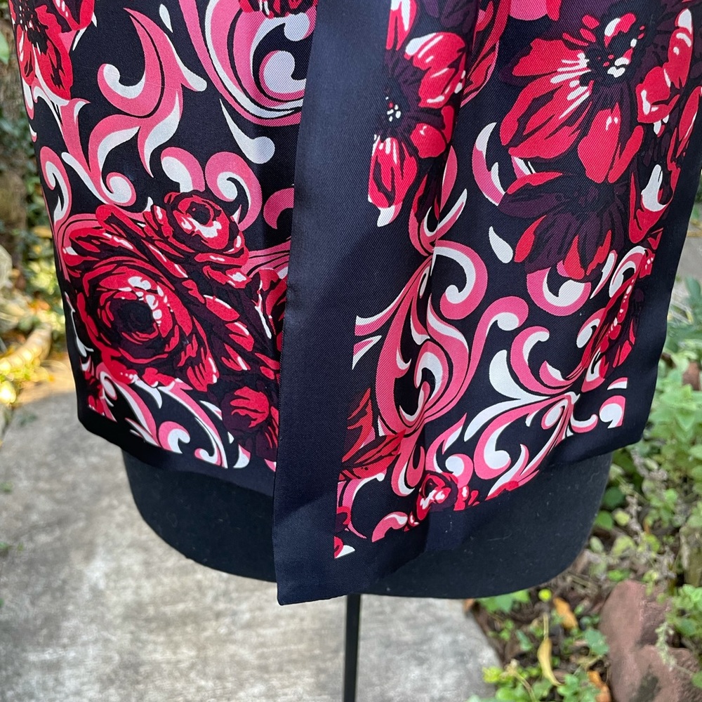 Silk Scarf Rectangular Double Sided -2 Layer, Ros… - image 4